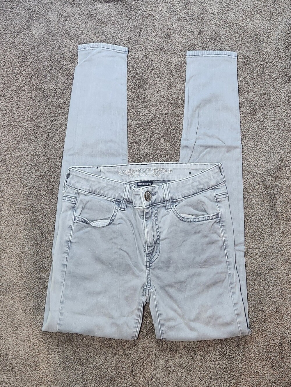 Grey American Eagle Outfitters Low Rise Super Skinny Chino Pants